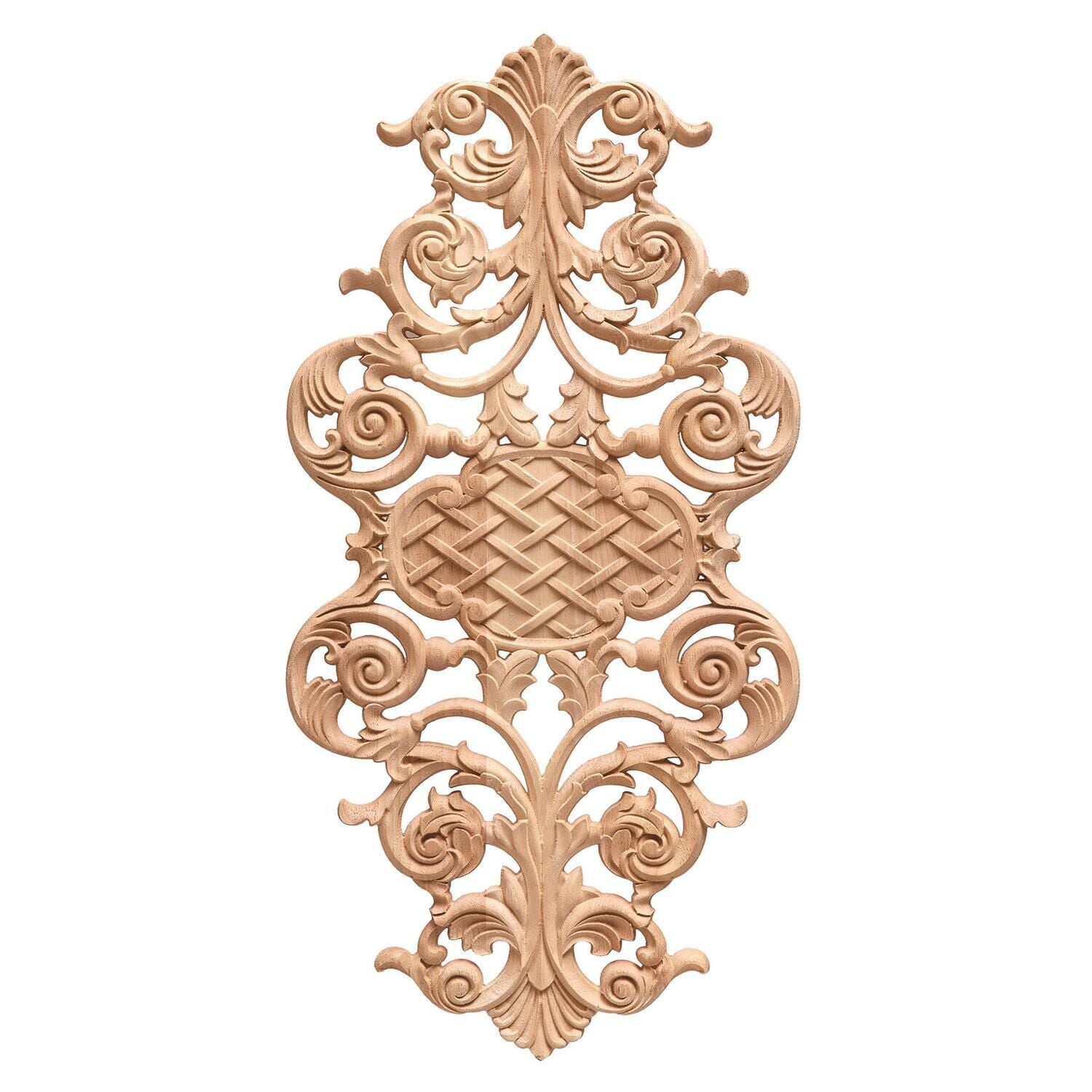 Aplik Orta Göbek Boyanabilir Ahşap Desenli İşlemeli Dekoratif Aksesuar 30x15x0,9 cm OGM22