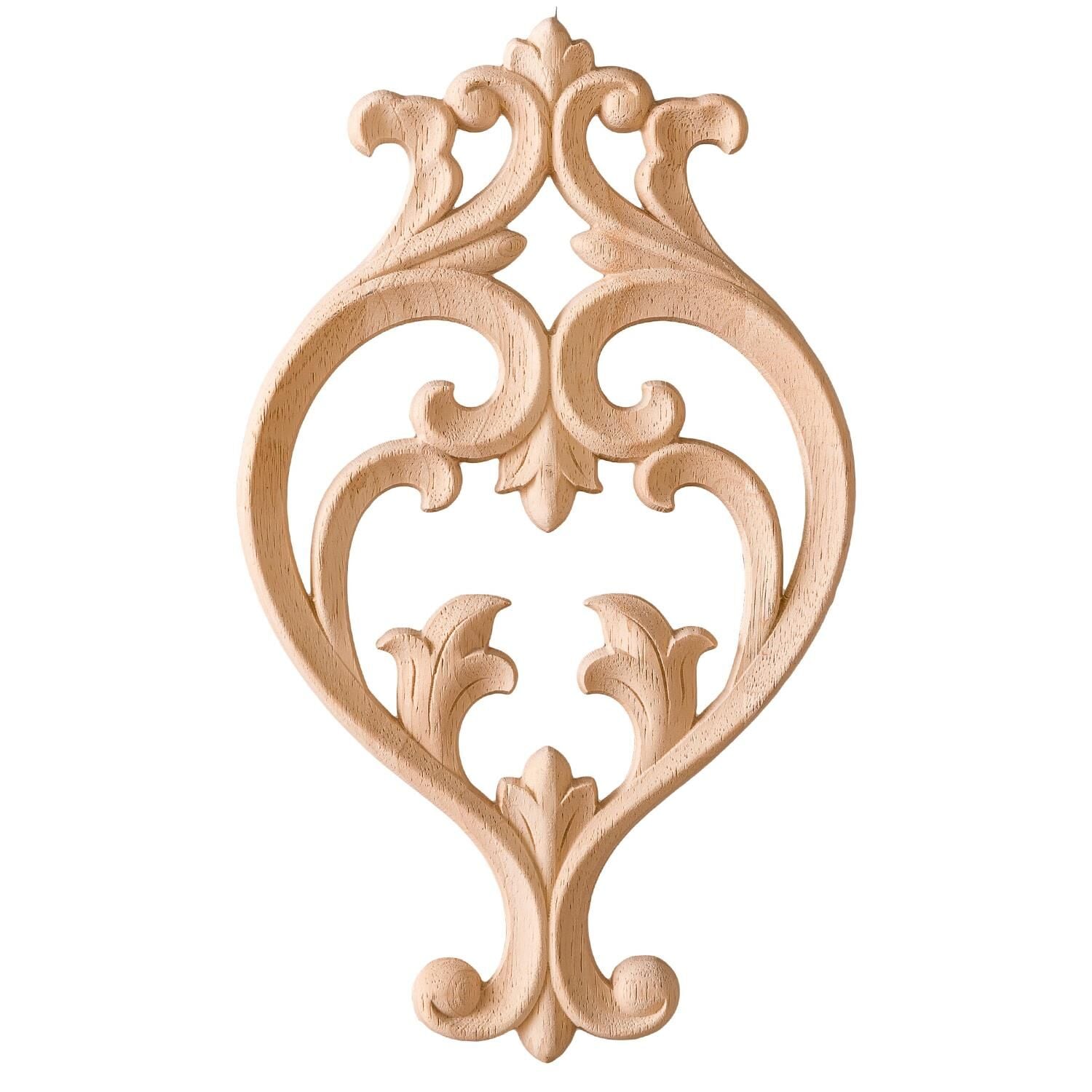 Aplik Orta Göbek Boyanabilir Ahşap Desenli İşlemeli Dekoratif Aksesuar 20x12x0,8 cm OGM02