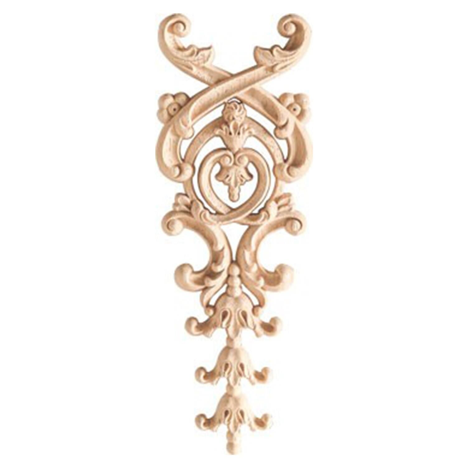 Aplik Orta Göbek Boyanabilir Ahşap Desenli İşlemeli Dekoratif Aksesuar 30x10x1,4 cm OGM33