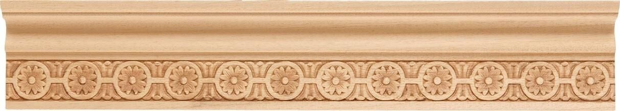 Ayous Ahşap Oyma İşlemeli Papatya Desenli Çıta Boyanabilir Dekoratif Aksesuar 110x38 mm MAC18