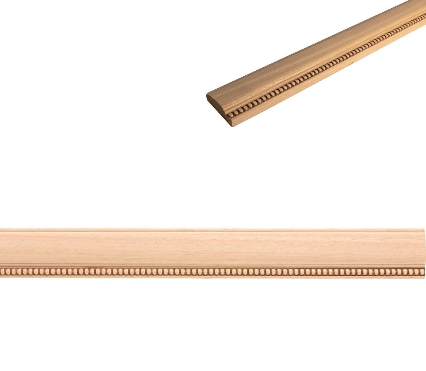 Ayous Ahşap Oyma İşlemeli Boncuk Desenli Çıta Boyanabilir Dekoratif Aksesuar 70x21 mm MAC34
