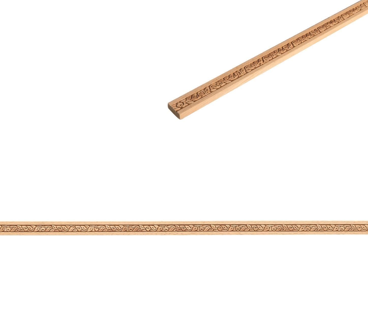 Ayous Ahşap Oyma İşlemeli Çiçek Desenli Çıta Boyanabilir Dekoratif Aksesuar 20x8 mm MAC50