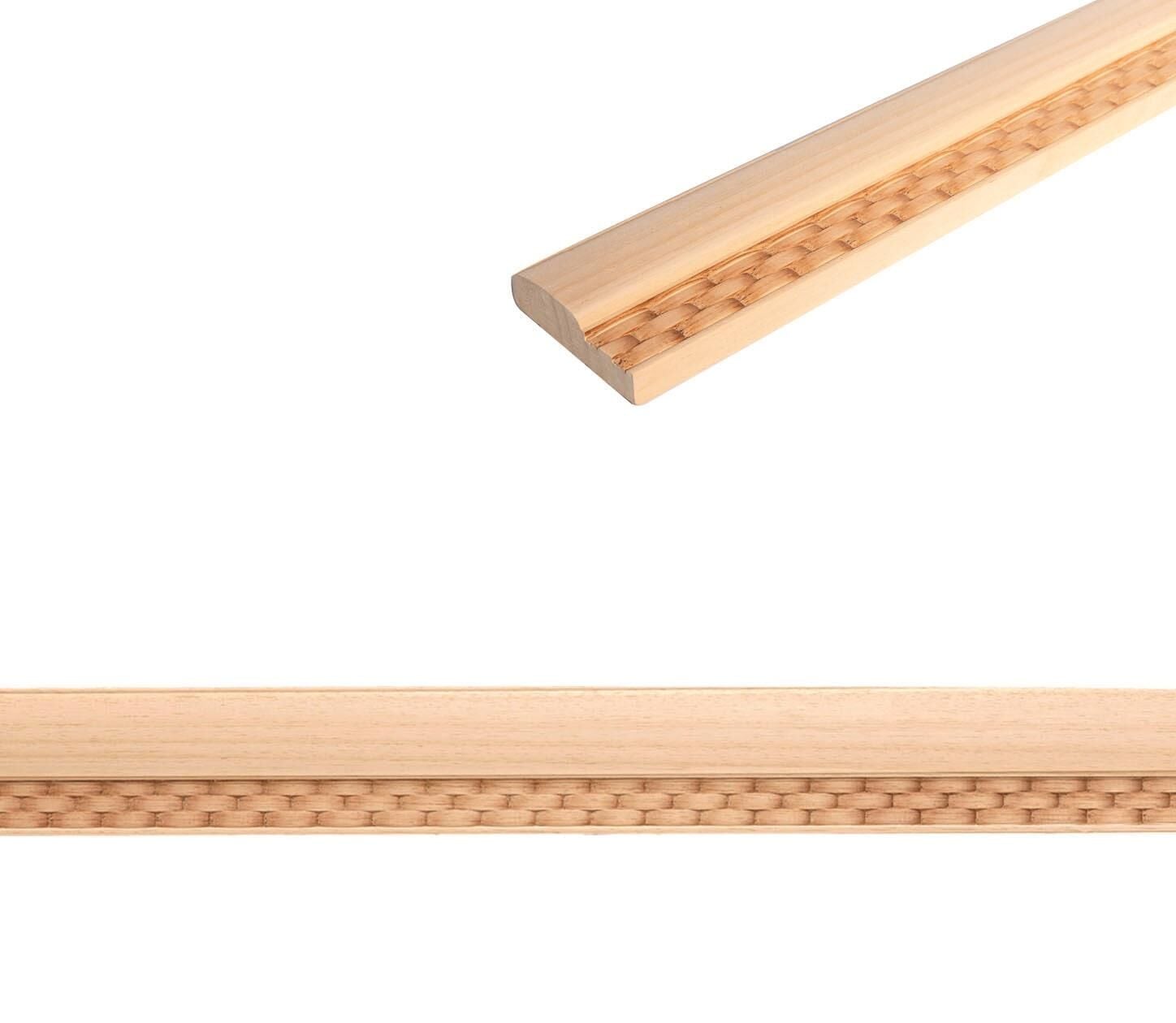 Ayous Ahşap Oyma İşlemeli Hasır Desenli Çıta Boyanabilir Dekoratif Aksesuar 70x21 mm MAC63