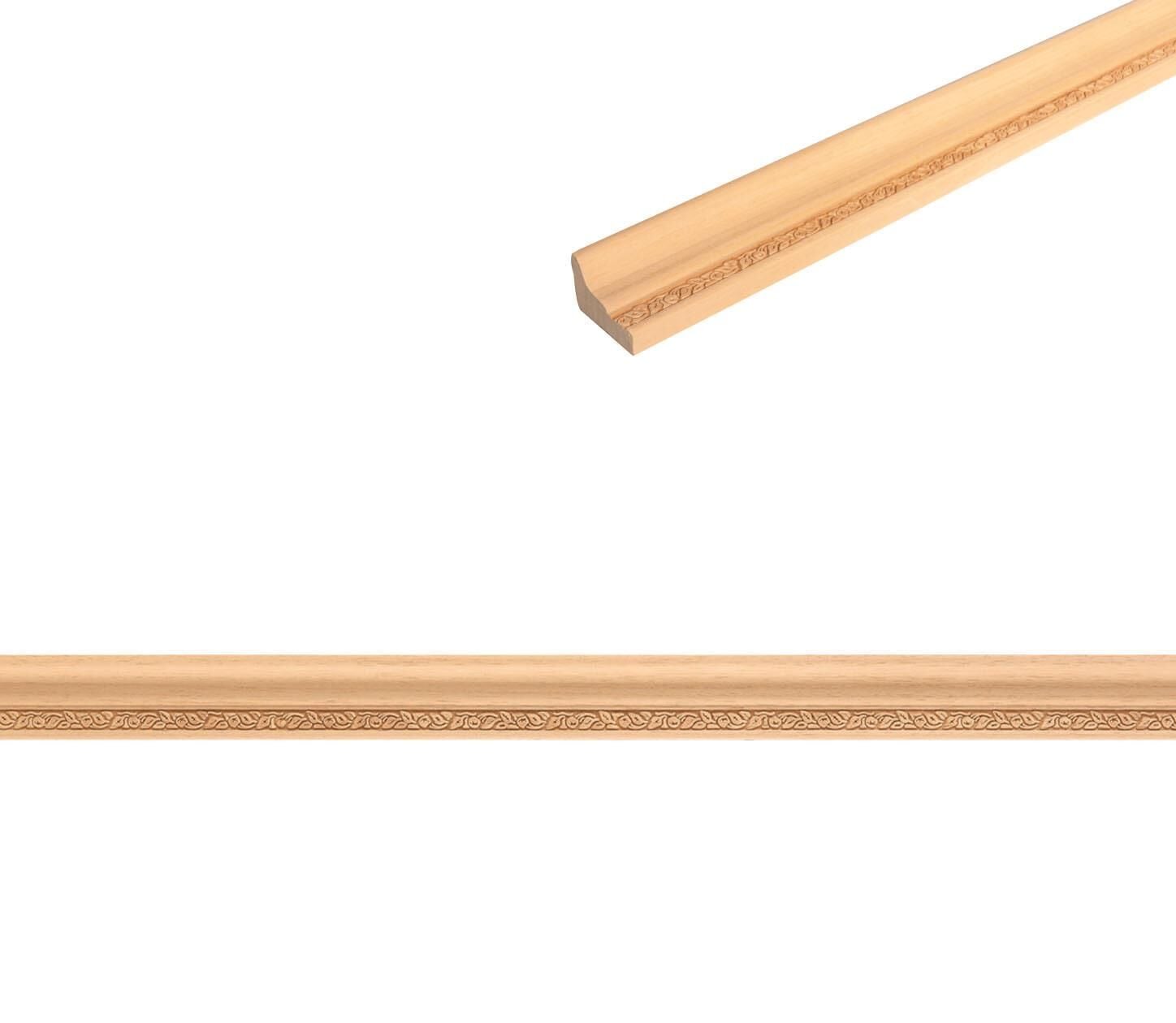 Ayous Ahşap Oyma İşlemeli Çiçek Desenli Çıta Boyanabilir Dekoratif Aksesuar 42x29 mm MAC70