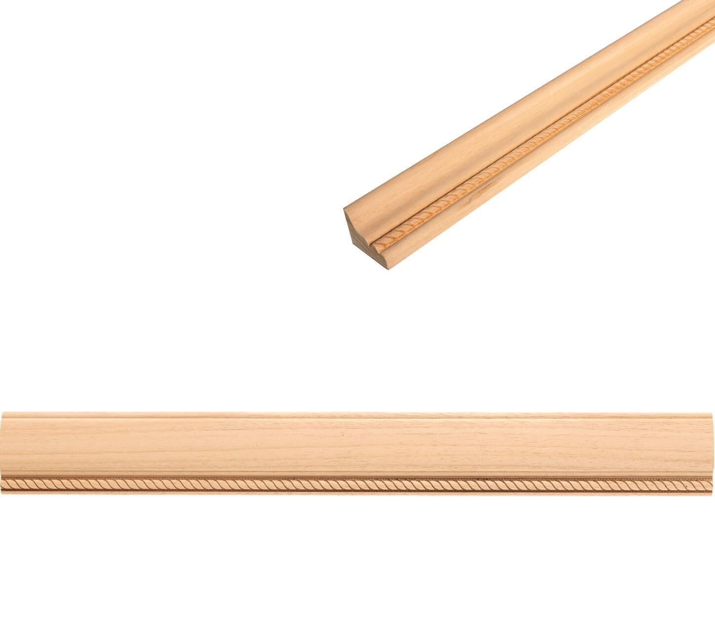 Ayous Ahşap Oyma İşlemeli Halat Desenli Çıta Boyanabilir Dekoratif Aksesuar 70x21 mm MAC86