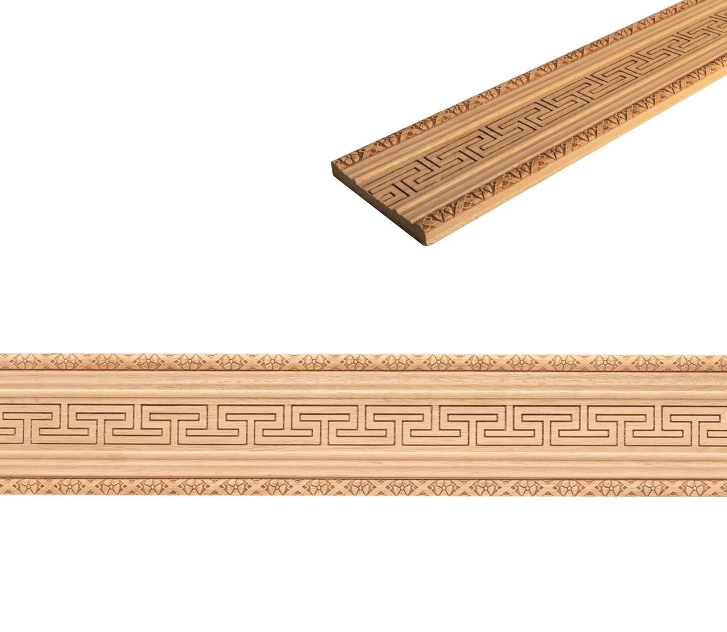 Ayous Ahşap Oyma İşlemeli Labirent Desenli Çıta Boyanabilir Dekoratif Aksesuar 120x17 mm MAC87