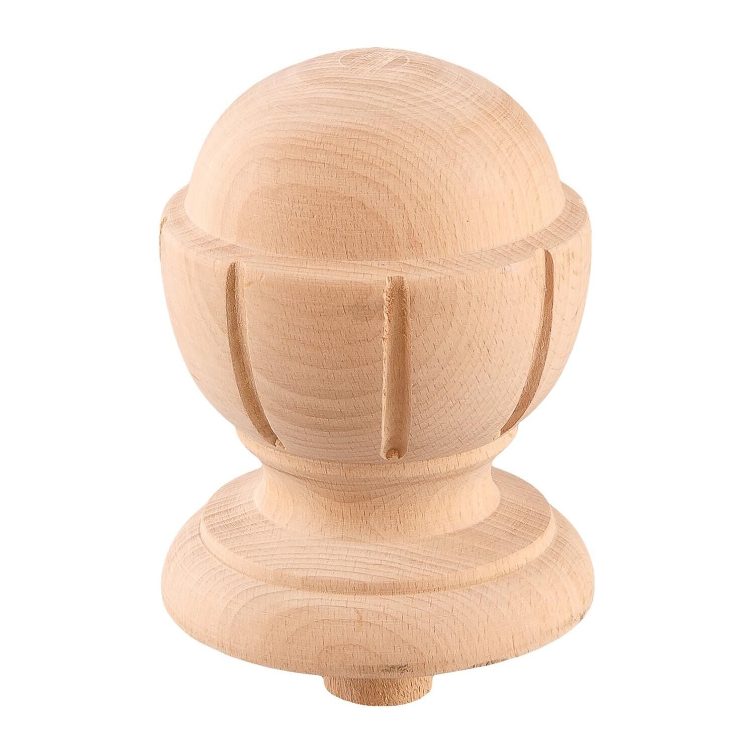 Boyanabilir Ahşap Desenli İşlemeli Merdiven Topuzu 9x9 cm