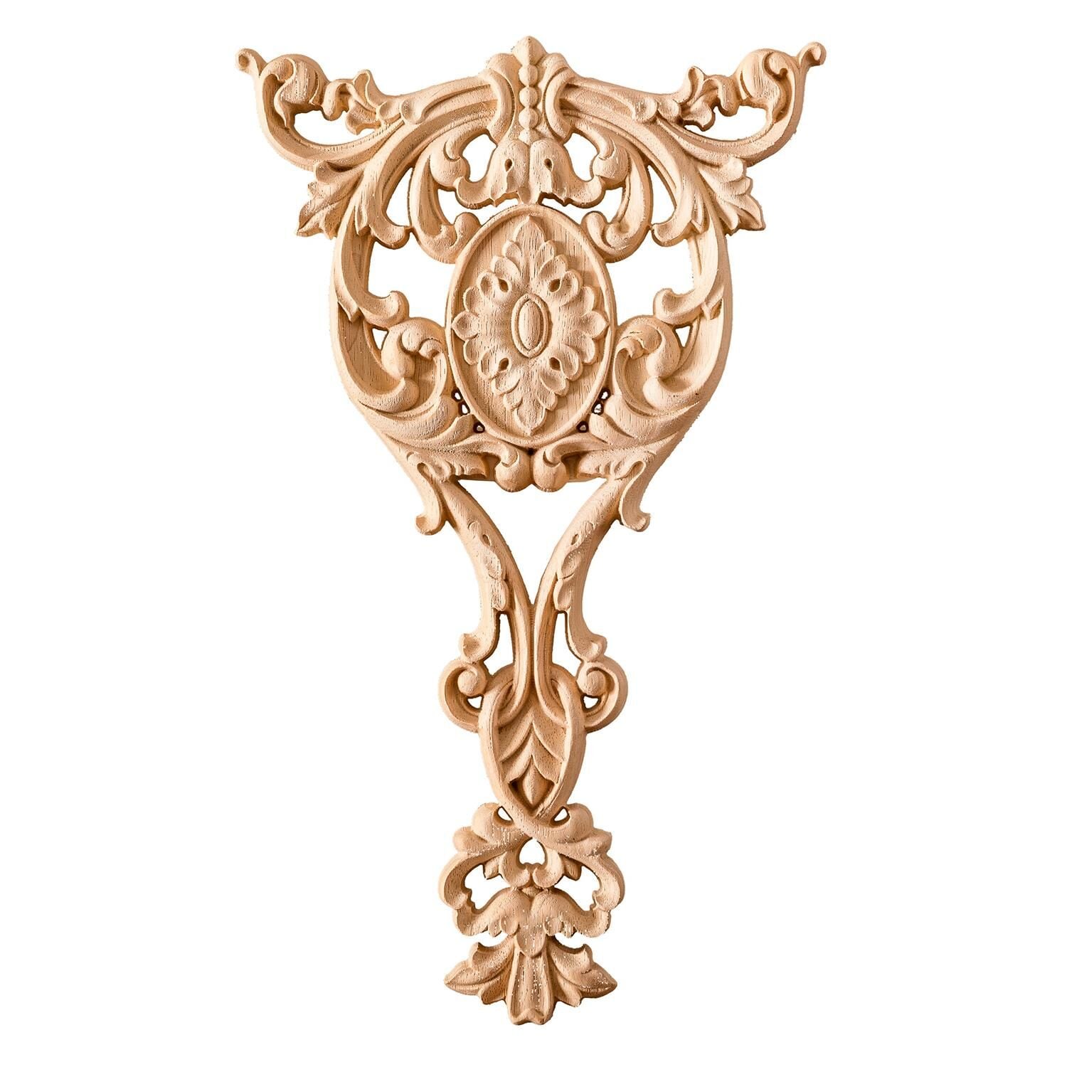 Aplik Orta Göbek Boyanabilir Ahşap Desenli İşlemeli Dekoratif Aksesuar 35x25x1,2 cm OGM04