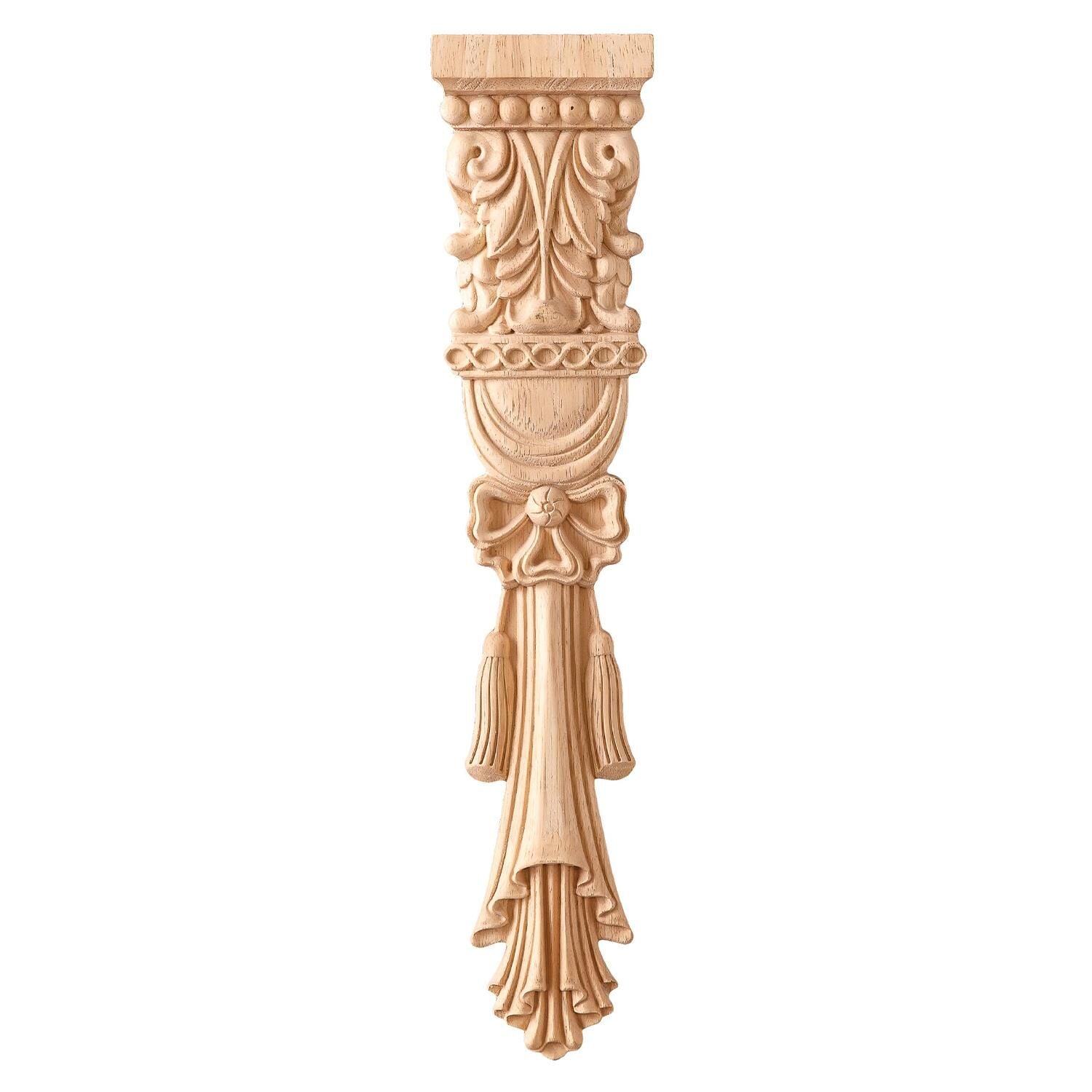 Aplik Orta Göbek Boyanabilir Ahşap Desenli İşlemeli Dekoratif Aksesuar 35x7x1,8 cm OGM15