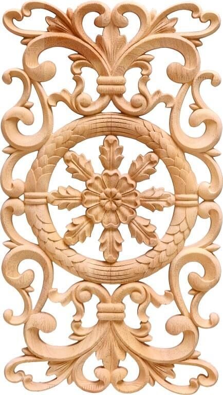 Aplik Orta Göbek Boyanabilir Ahşap Desenli İşlemeli Dekoratif Aksesuar 30x15x1 cm OGM.2