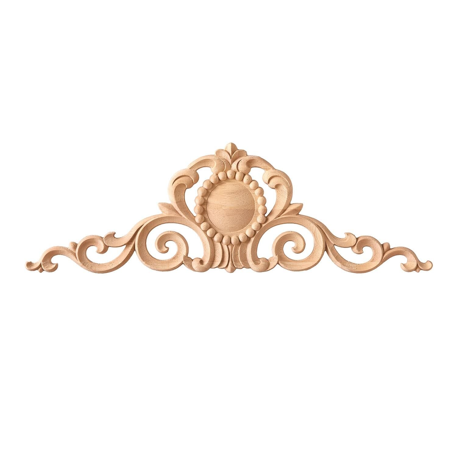 Taç Motif Aplik Oymalı Ahşap Boyanabilir Dekoratif Aksesuar 40x15x1,2 cm TAM30